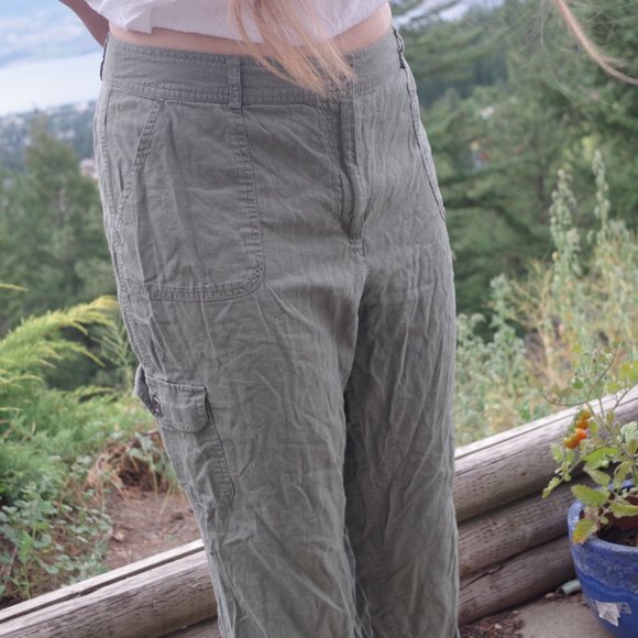 Green Cargo Chico's Linen Blend Plus Size - Picture 4 of 6